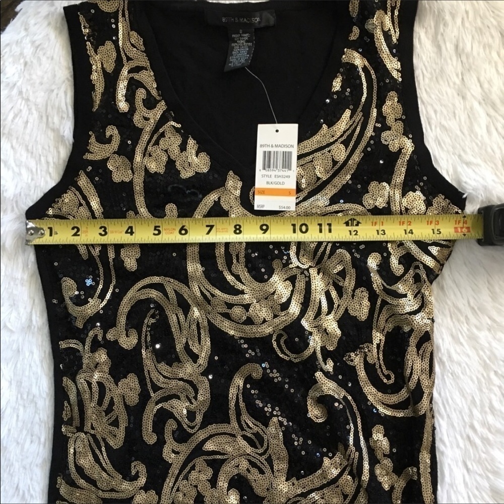 89TH & Madison black gold sequin sleeveless top NWT small - Picture 5 of 9